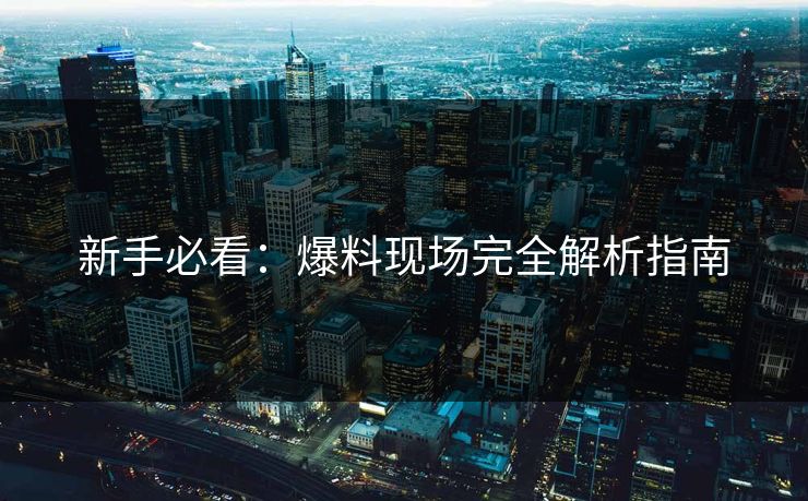 新手必看：爆料现场完全解析指南