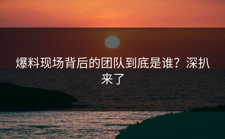 爆料现场背后的团队到底是谁？深扒来了