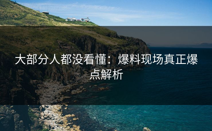 大部分人都没看懂：爆料现场真正爆点解析