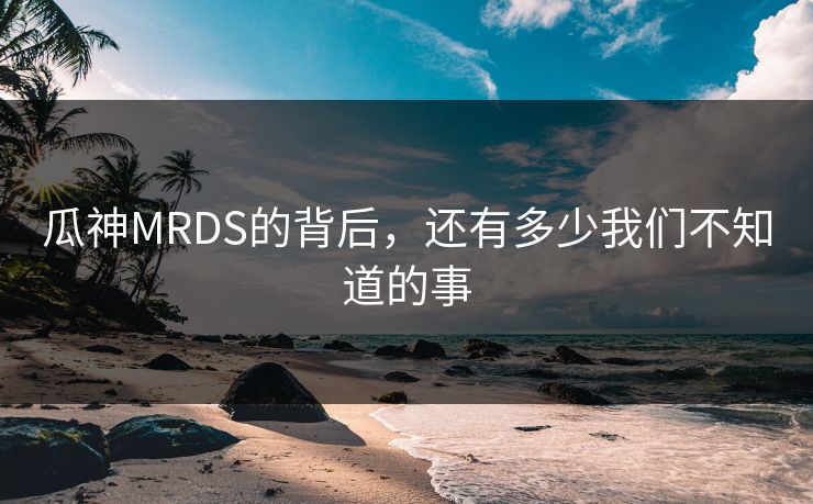 瓜神MRDS的背后，还有多少我们不知道的事