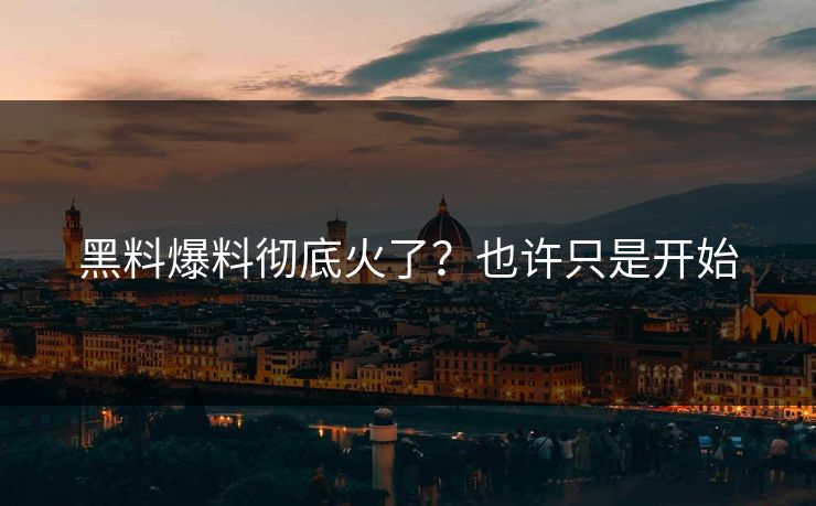 黑料爆料彻底火了？也许只是开始