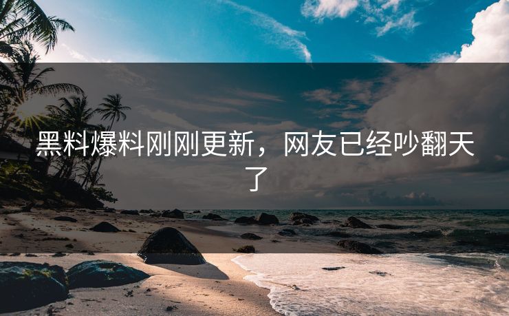 黑料爆料刚刚更新，网友已经吵翻天了