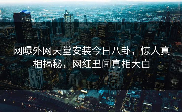 网曝外网天堂安装今日八卦，惊人真相揭秘，网红丑闻真相大白