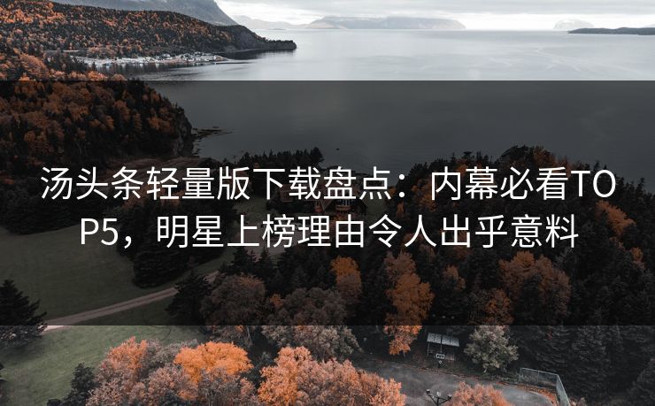 汤头条轻量版下载盘点：内幕必看TOP5，明星上榜理由令人出乎意料
