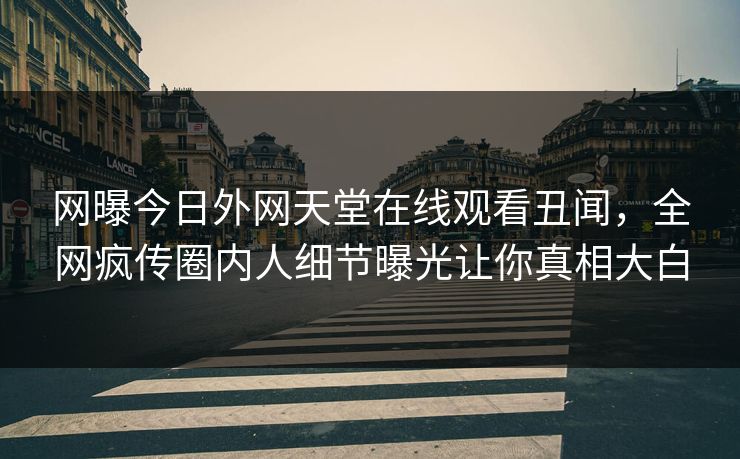 网曝今日外网天堂在线观看丑闻，全网疯传圈内人细节曝光让你真相大白