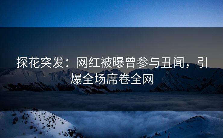 探花突发：网红被曝曾参与丑闻，引爆全场席卷全网