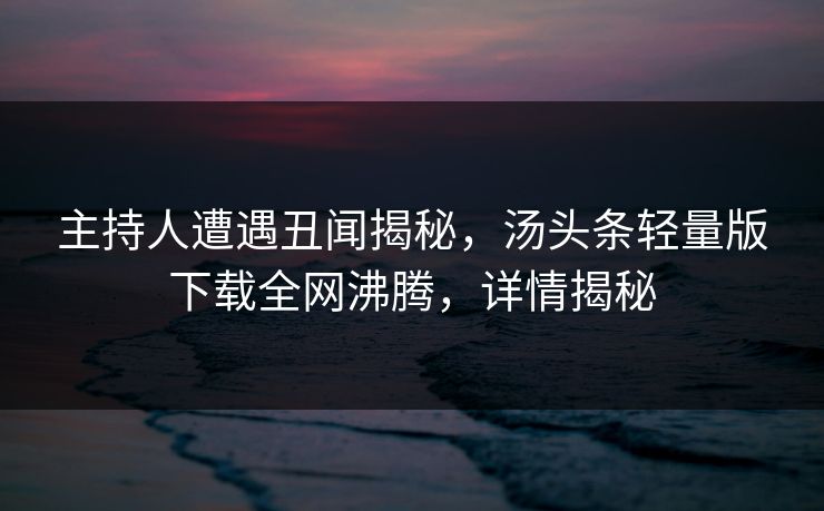 主持人遭遇丑闻揭秘，汤头条轻量版下载全网沸腾，详情揭秘
