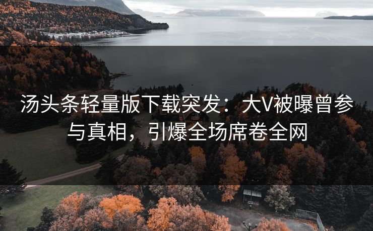汤头条轻量版下载突发：大V被曝曾参与真相，引爆全场席卷全网