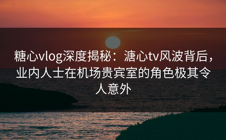 糖心vlog深度揭秘：溏心tv风波背后，业内人士在机场贵宾室的角色极其令人意外