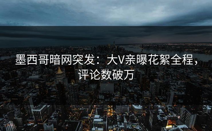 墨西哥暗网突发：大V亲曝花絮全程，评论数破万